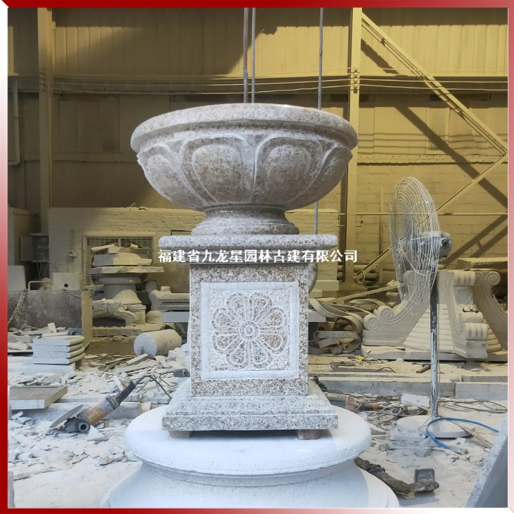 黃銹石石材花缽圖片